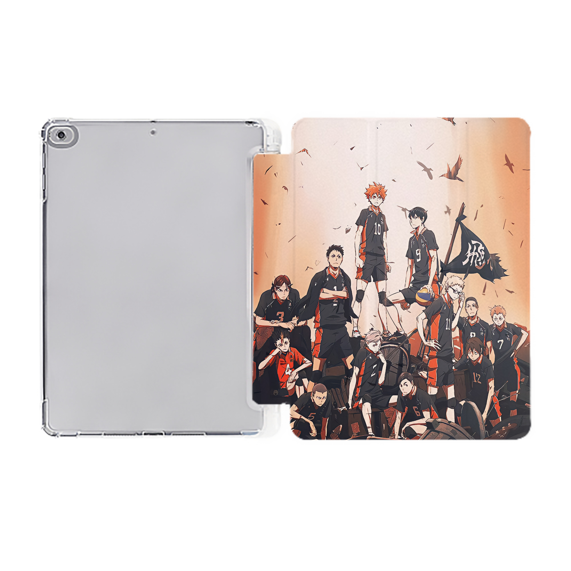 （画像用） ハイキュー!! Haikyu!! IPad ケース ペン収納付き 三つ折りスタンド PUレザー×シリコン 対応機種9.5/10.5/10.9インチ